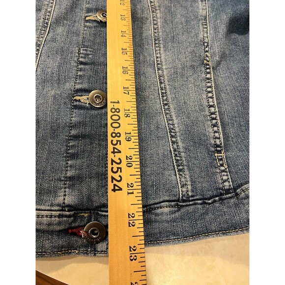 Wrangler Womens Denim Jacket Blue Sz L Authentic Western Trucker VGC - Picture 12 of 16
